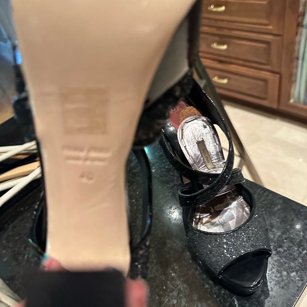 Miu Miu Glitter Platform Sandals - image 3